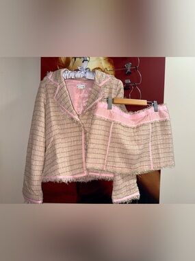 Wet Seal Light Pink tweed style jacket and skirt *minor flaw